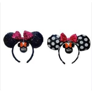 Disney Minnie Mouse Ears Headband SET OF 2, Classic Sequins Polka Dots for Parks